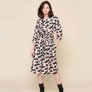 Acoté Bird Print Midi Dress NWOT size S